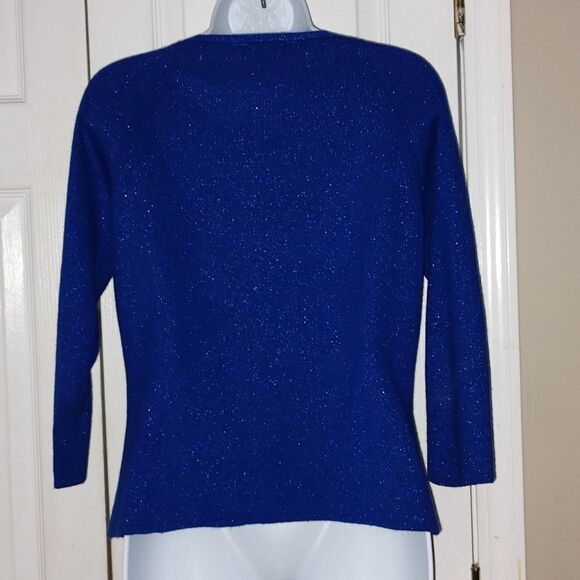 Uniform JohnPaulRichard blue sparkle 3/4 sleeve length sweater  Sz PL - Picture 3 of 4